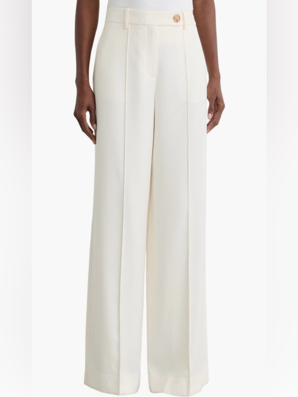 Reiss Malin High Waist Wide-Leg Cream Trousers